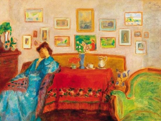Jozsef Rippl-Ronai Lady in Blue Dress in Interieur china oil painting image